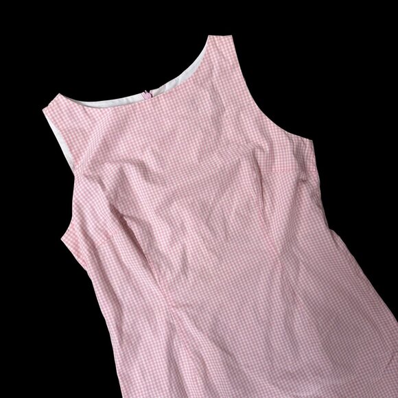 Vintage Dress Pink Gingham Sleeveless Short Size 14 Moda Intl USA 1990s Cotton - Picture 1 of 9